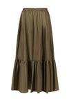 INTO THE EAST 25 Autumn/Winter Moss Green Lace-Up Silk Top/Spliced Layered Silk Skirt ITE-E1DGAW003GR20SK-LV Skirt (E1DGAW002GR20TP)